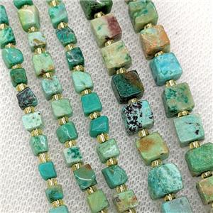 Natural African Turquoise Cube Beads Green, approx 4-6mm