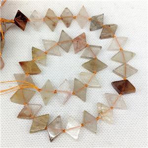 Natural Rutilated Quartz Rhombus Beads, approx 10-18mm
