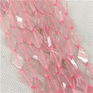 Natural Pink Rose Quartz Rhombus Beads, approx 10-18mm