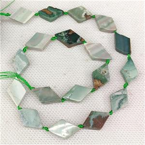Natural Green Indian Agate Rhombus Beads, approx 10-18mm