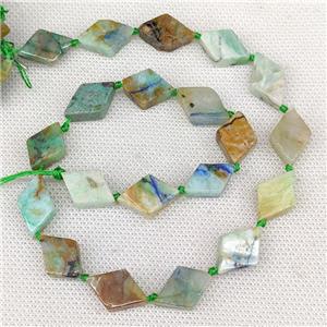 Natural Green Chrysocolla Rhombus Beads, approx 10-18mm