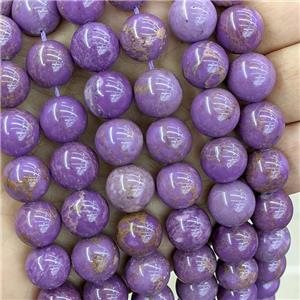 Natural Phosphosiderite Beads B-Grade Purple Smooth Round, approx 12mm