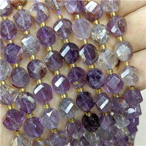Natural Purple Phantom Quartz Twist Beads S-Shape Faceted, approx 7-8mm
