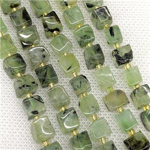 Natural Green Prehnite Cube Beads, approx 8-10mm