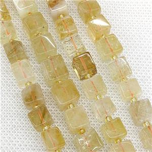 Natural Citrine Beads Yellow Cube, approx 8-10mm
