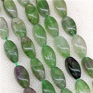 Natural Green Fluorite Twist Beads, approx 8-16mm