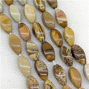 Natural Picture Jasper Twist Beads, approx 8-16mm