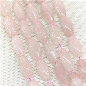 Natural Pink Rose Quartz Rice Beads Faceted, approx 10-20mm