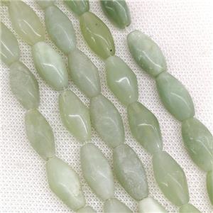 Green Aventurine Beads Faceted Rice B-Grade, approx 10-20mm
