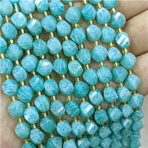 Natural Green Amazonite Twist Beads S-Shape Faceted, approx 7-8mm