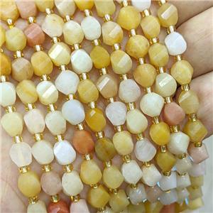 Natural Yellow Aventurine Twist Beads S-Shape Faceted, approx 7-8mm