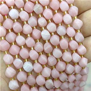 Natural Chinese Pink Opal Twist Beads S-Shape Faceted, approx 7-8mm