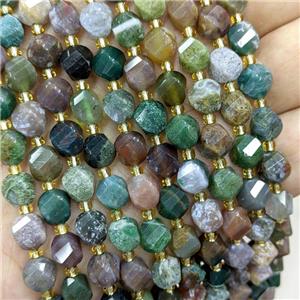 Natural Indian Agate Twist Beads S-Shape Faceted Multicolor, approx 7-8mm