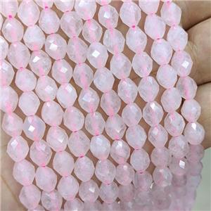 Natural Pink Rose Quartz Beads Faceted Rice, approx 5-7mm