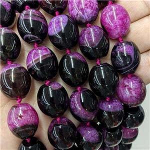Natural Druzy Agate Barrel Beads Hotpink Dye, approx 18-19mm