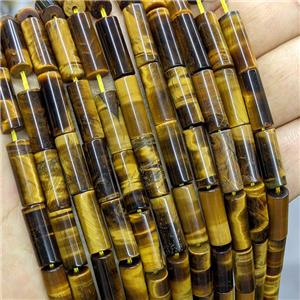 Natural Tiger Eye Stone Tube Beads, approx 6-16mm