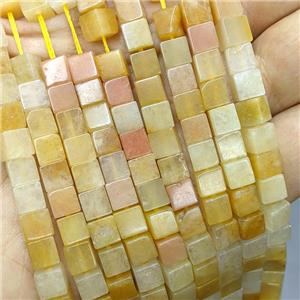 Natural Yellow Aventurine Cube Beads, approx 6mm
