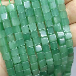 Natural Green Aventurine Cube Beads, approx 6mm