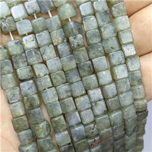 Natural Labradorite Cube Beads, approx 6mm