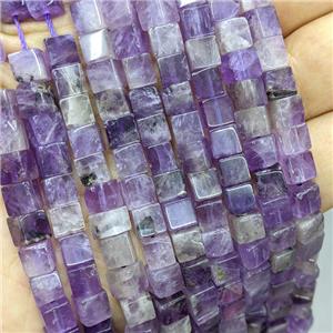 Natural Purple Amethyst Cube Beads, approx 6mm