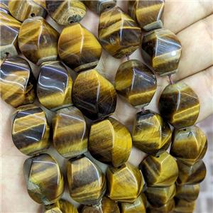 Natural Tiger Eye Stone Twist Beads Faceted, approx 15-20mm