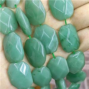 Natural Green Aventurine Slice Beads Faceted, approx 18-25mm