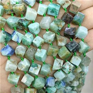 Natural Chrysocolla Cube Beads Corner-Drilled, approx 8-10mm