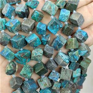 Natural Blue Azurite Cube Beads Corner-Drilled, approx 8-10mm