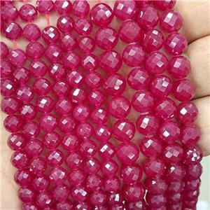 Natural Ruby Corundum Beads Red Heat Faceted Round, approx 6mm