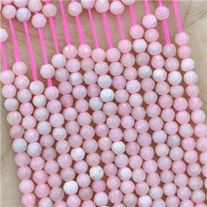 Natural Chinese Pink Opal Beads Faceted Round, approx 3mm