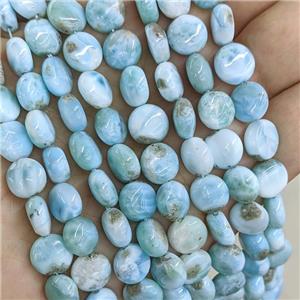 Natural Larimar Beads Coin Blue, approx 10mm