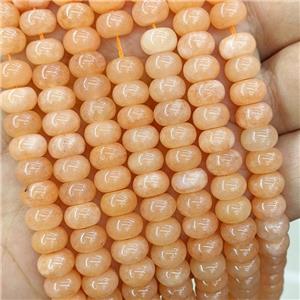 Peach Jade Rondelle Beads Smooth Dye, approx 8mm