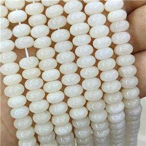 Beige Jade Beads Smooth Rondelle Dye, approx 8mm