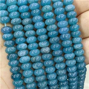 Jade Beads Smooth Rondelle Blue Dye, approx 8mm