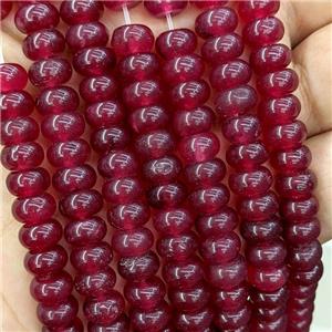 Red Jade Beads Smooth Rondelle Dye, approx 8mm