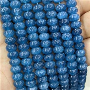 Blue Jade Beads Smooth Rondelle Dye, approx 8mm
