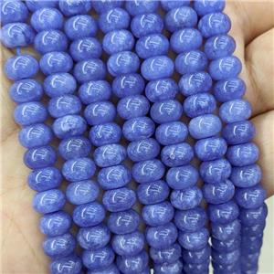 Jade Beads Blue Dye Smooth Rondelle, approx 8mm