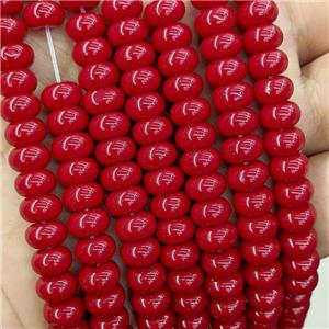 Jade Rondelle Beads Red Dye Smooth Rondelle, approx 8mm