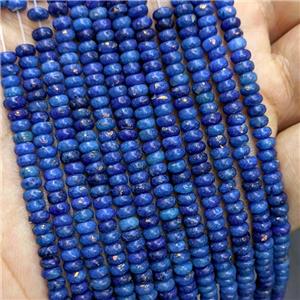 Natural Marble Beads Pave Gold Foil Smooth Rondelle DeepBlue Dye , approx 4mm