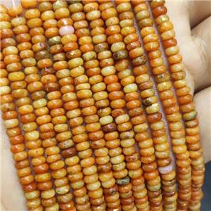 Natural Marble Beads Pave Gold Foil Smooth Rondelle Orange Dye , approx 4mm