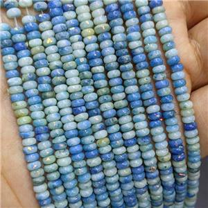 Natural Marble Beads Pave Gold Foil Smooth Rondelle Blue Dye , approx 4mm