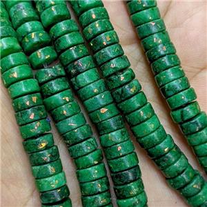 Natural Marble Heishi Beads Pave Gold Foil Green Dye , approx 8mm