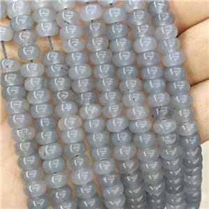 Gray Jade Rondelle Beads Smooth Dye, approx 8mm