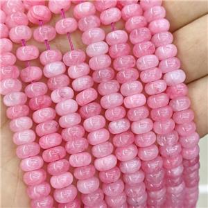 Pink Jade Rondelle Beads Smooth Dye, approx 8mm