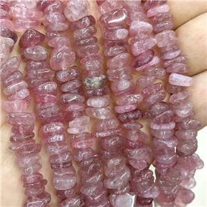 Natural Pink Strawberry Quartz Beads Chips Freeform, approx 7-11mm