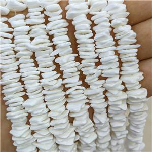 Natural White Shell Chips Beads Freeform, approx 7-11mm