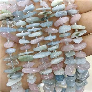 Natural Morganite Chips Beads Multicolor Freeform, approx 8-13mm