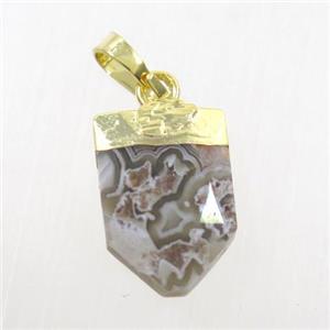 botswana agate arrowhead pendant, gold plated, approx 10-15mm