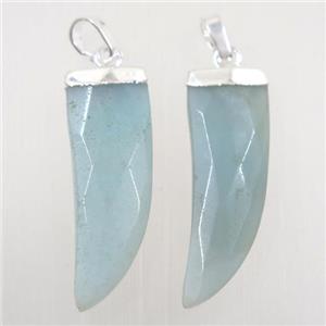 blue Amazonite horn pendant, silver plated, approx 10-30mm