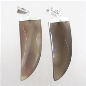 botswana agate horn pendant, silver plated, approx 10-30mm